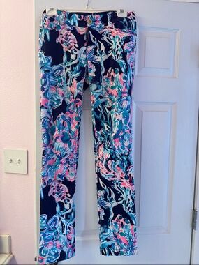 Lilly Pulitzer Navy Multi Floral Skinny Pants